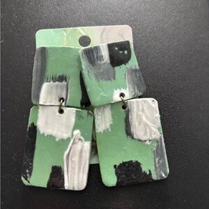 Abstract Green and Black Earrings